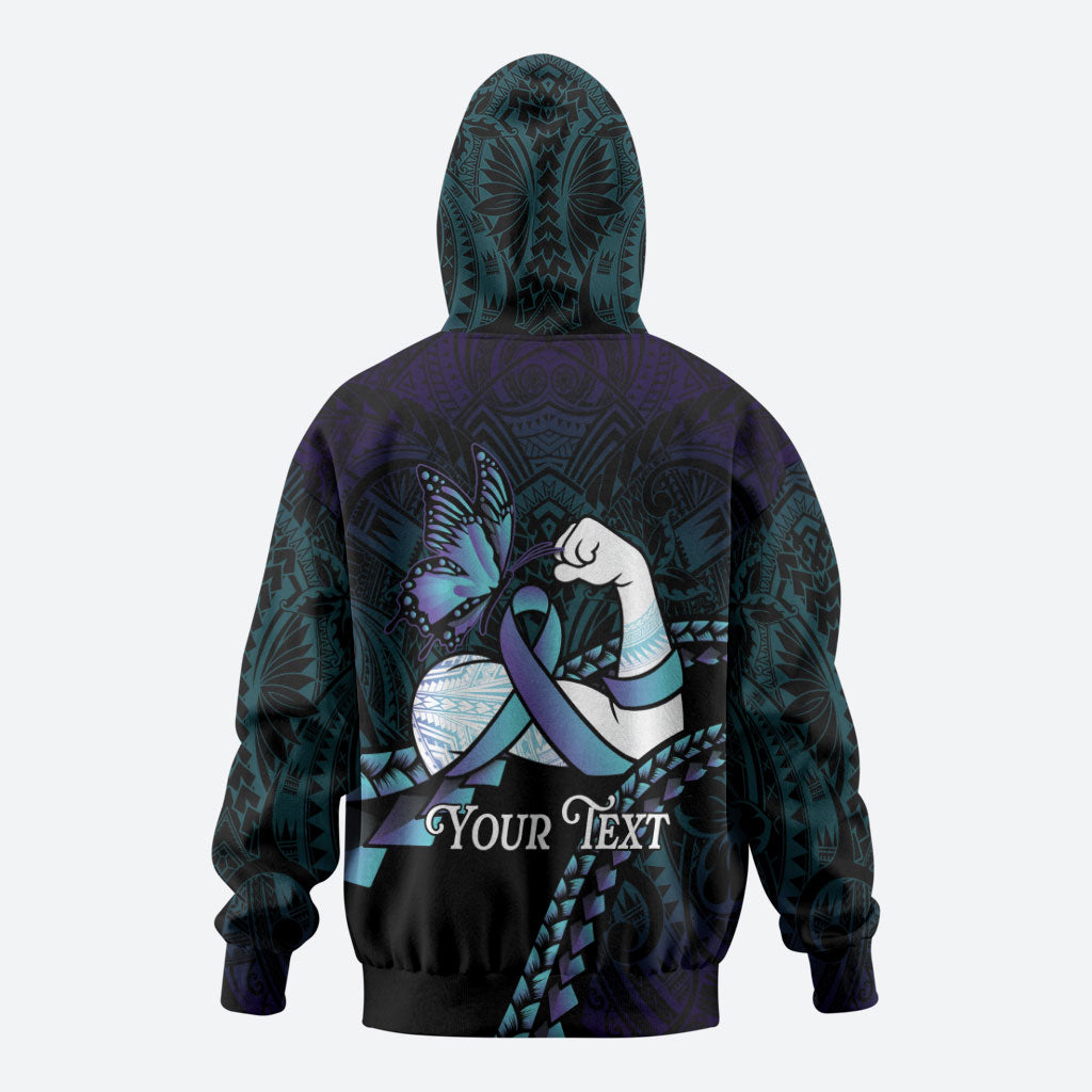 Personalised Polynesia Suicide Prevention Month Hoodie Brave Strong Butterfly Teal Purple Ribbon LT14 - Polynesian Pride
