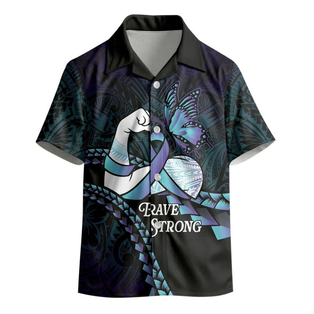 Personalised Polynesia Suicide Prevention Month Kid Hawaiian Shirt Brave Strong Butterfly Teal Purple Ribbon LT14 - Polynesian Pride