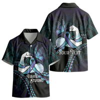 Personalised Polynesia Suicide Prevention Month Kid Hawaiian Shirt Brave Strong Butterfly Teal Purple Ribbon LT14 - Polynesian Pride