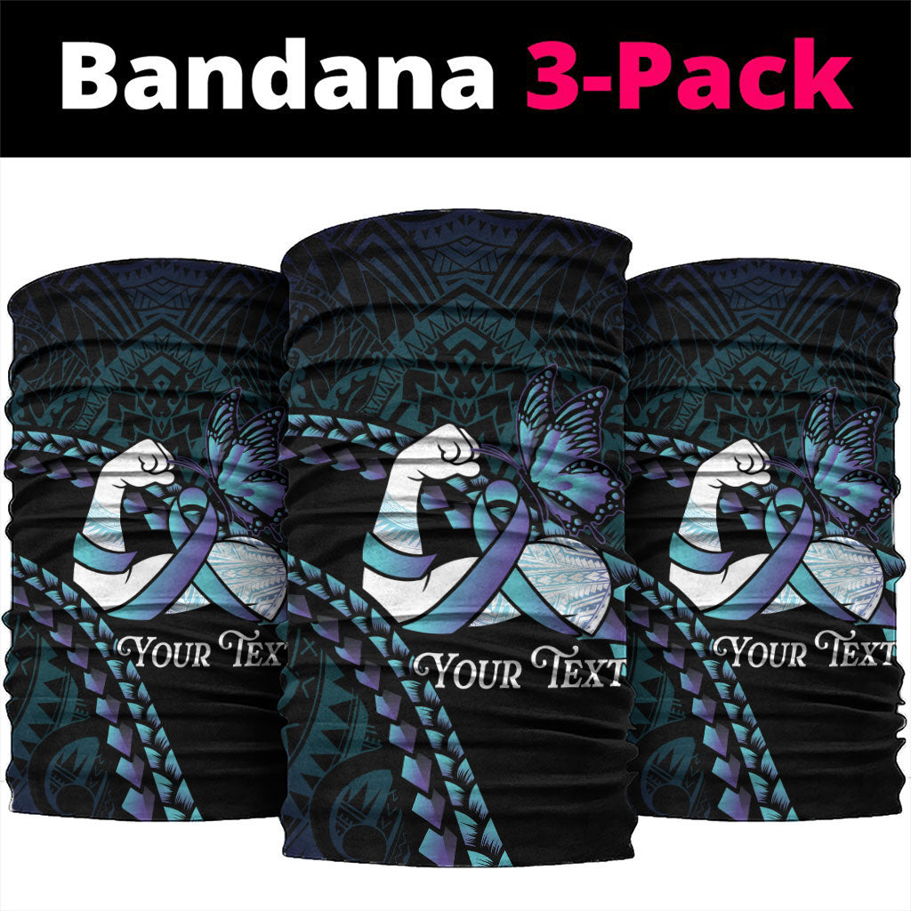 Personalised Polynesia Suicide Prevention Month Neck Gaiter Brave Strong Butterfly Teal Purple Ribbon LT14 package One Size: 25*50cm Purple - Polynesian Pride