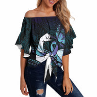 Personalised Polynesia Suicide Prevention Month Off Shoulder Wrap Waist Top Brave Strong Butterfly Teal Purple Ribbon LT14 Purple - Polynesian Pride