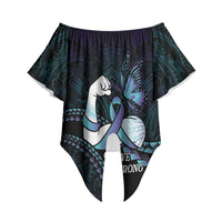 Personalised Polynesia Suicide Prevention Month Off Shoulder Wrap Waist Top Brave Strong Butterfly Teal Purple Ribbon LT14 - Polynesian Pride