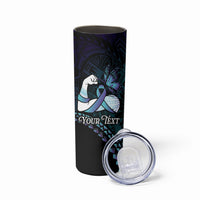 Personalised Polynesia Suicide Prevention Month Skinny Tumbler Brave Strong Butterfly Teal Purple Ribbon LT14 - Polynesian Pride