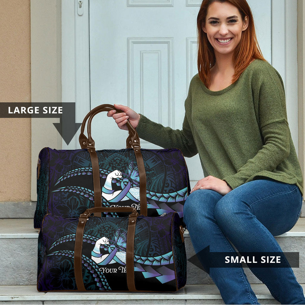 Personalised Polynesia Suicide Prevention Month Travel Bag Brave Strong Butterfly Teal Purple Ribbon LT14 - Polynesian Pride