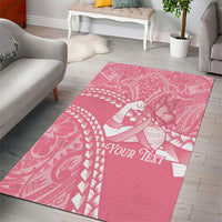 Personalised Polynesia Breast Cancer Awareness Area Rug Brave Strong Butterfly Pink Ribbon LT14 - Polynesian Pride