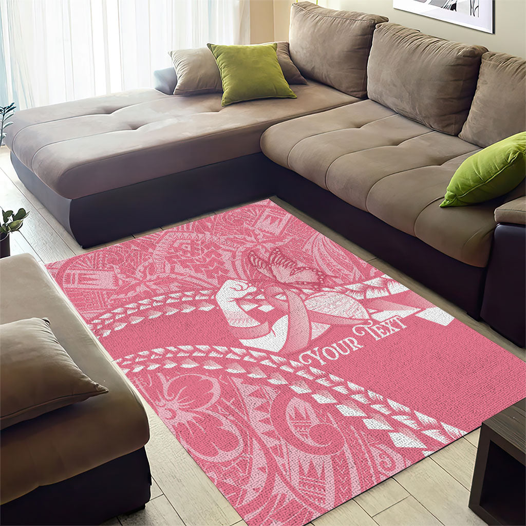 Personalised Polynesia Breast Cancer Awareness Area Rug Brave Strong Butterfly Pink Ribbon LT14 - Polynesian Pride