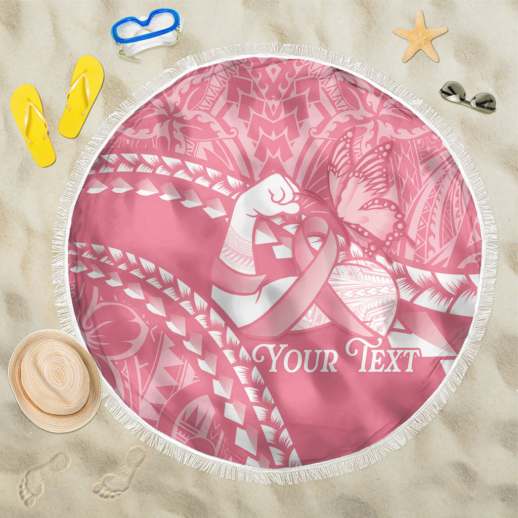 Personalised Polynesia Breast Cancer Awareness Beach Blanket Brave Strong Butterfly Pink Ribbon LT14 One Size 150cm Pink - Polynesian Pride