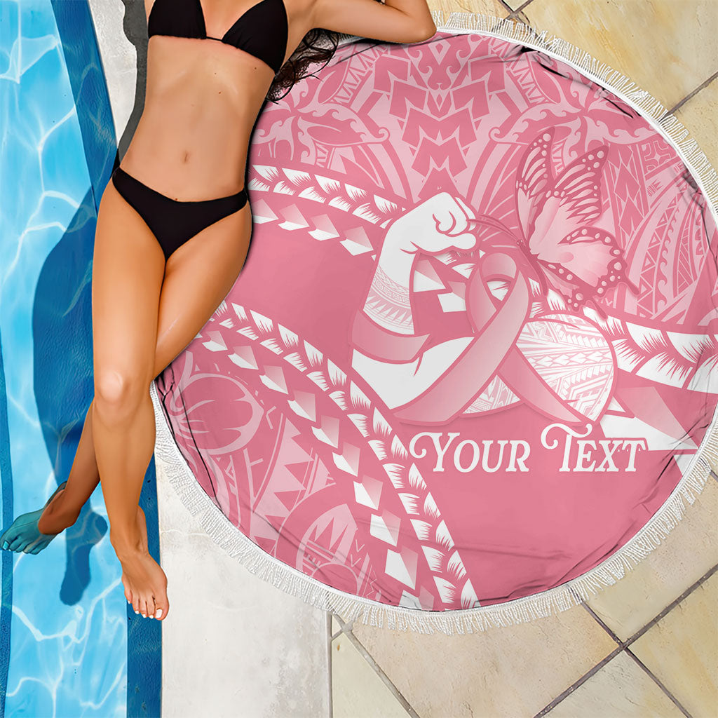 Personalised Polynesia Breast Cancer Awareness Beach Blanket Brave Strong Butterfly Pink Ribbon LT14 - Polynesian Pride