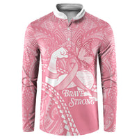 Personalised Polynesia Breast Cancer Awareness Button Sweatshirt Brave Strong Butterfly Pink Ribbon LT14 Pink - Polynesian Pride