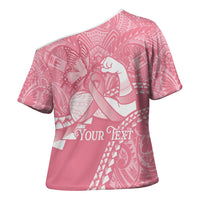 Personalised Polynesia Breast Cancer Awareness Cross Shoulder Shirt Brave Strong Butterfly Pink Ribbon LT14 - Polynesian Pride