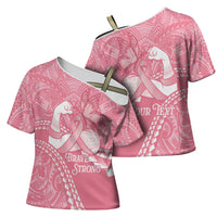 Personalised Polynesia Breast Cancer Awareness Cross Shoulder Shirt Brave Strong Butterfly Pink Ribbon LT14 - Polynesian Pride