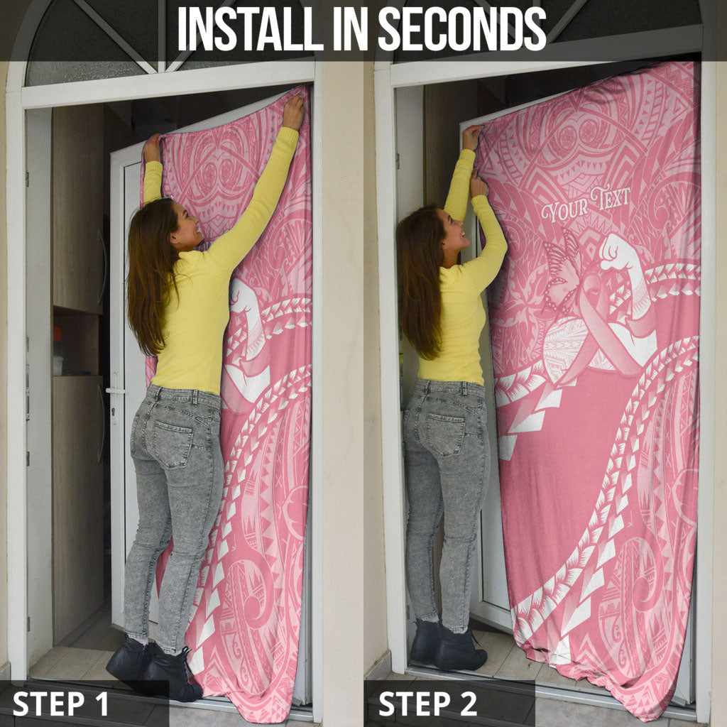Personalised Polynesia Breast Cancer Awareness Door Cover Brave Strong Butterfly Pink Ribbon LT14 - Polynesian Pride