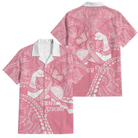 Personalised Polynesia Breast Cancer Awareness Family Matching Long Sleeve Bodycon Dress and Hawaiian Shirt Brave Strong Butterfly Pink Ribbon LT14 Dad's Shirt - Short Sleeve Pink - Polynesian Pride