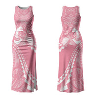 Personalised Polynesia Breast Cancer Awareness Family Matching Tank Maxi Dress and Hawaiian Shirt Brave Strong Butterfly Pink Ribbon LT14 Mom's Dress Pink - Polynesian Pride
