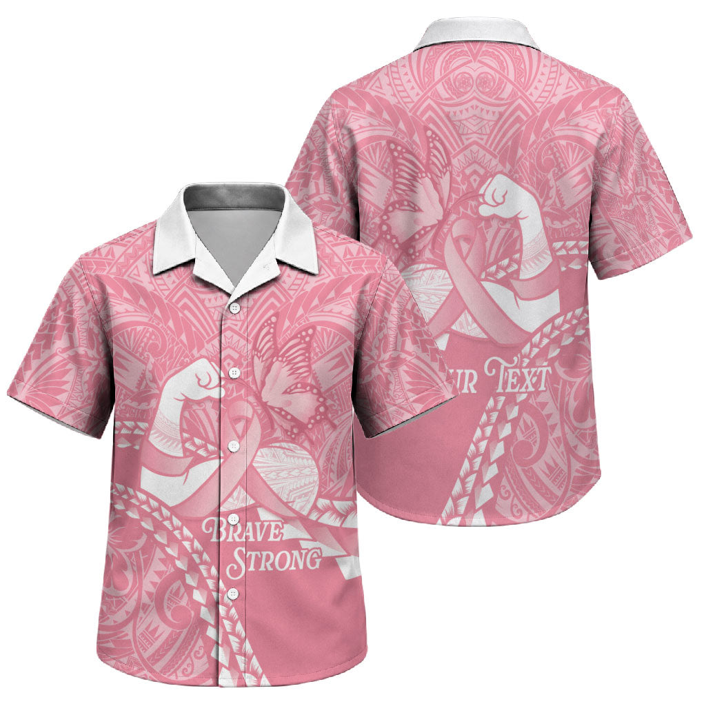 Personalised Polynesia Breast Cancer Awareness Family Matching Tank Maxi Dress and Hawaiian Shirt Brave Strong Butterfly Pink Ribbon LT14 Son's Shirt Pink - Polynesian Pride