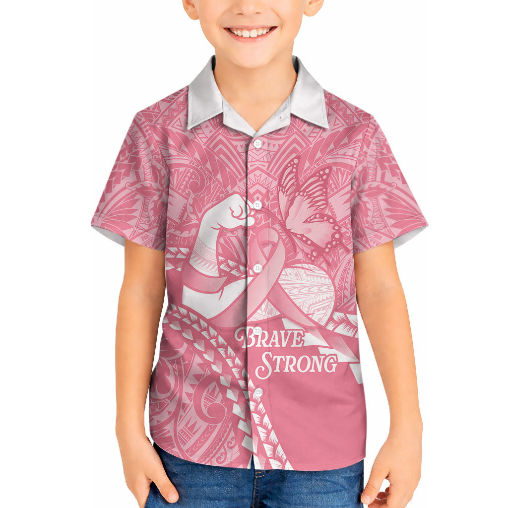 Personalised Polynesia Breast Cancer Awareness Hawaiian Shirt Brave Strong Butterfly Pink Ribbon LT14 - Polynesian Pride