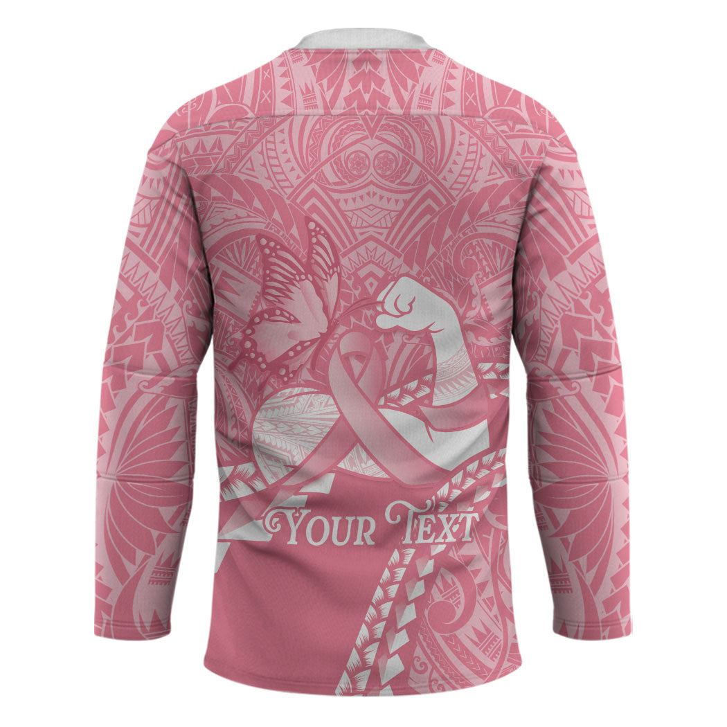 Personalised Polynesia Breast Cancer Awareness Hockey Jersey Brave Strong Butterfly Pink Ribbon LT14 - Polynesian Pride