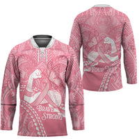 Personalised Polynesia Breast Cancer Awareness Hockey Jersey Brave Strong Butterfly Pink Ribbon LT14 - Polynesian Pride