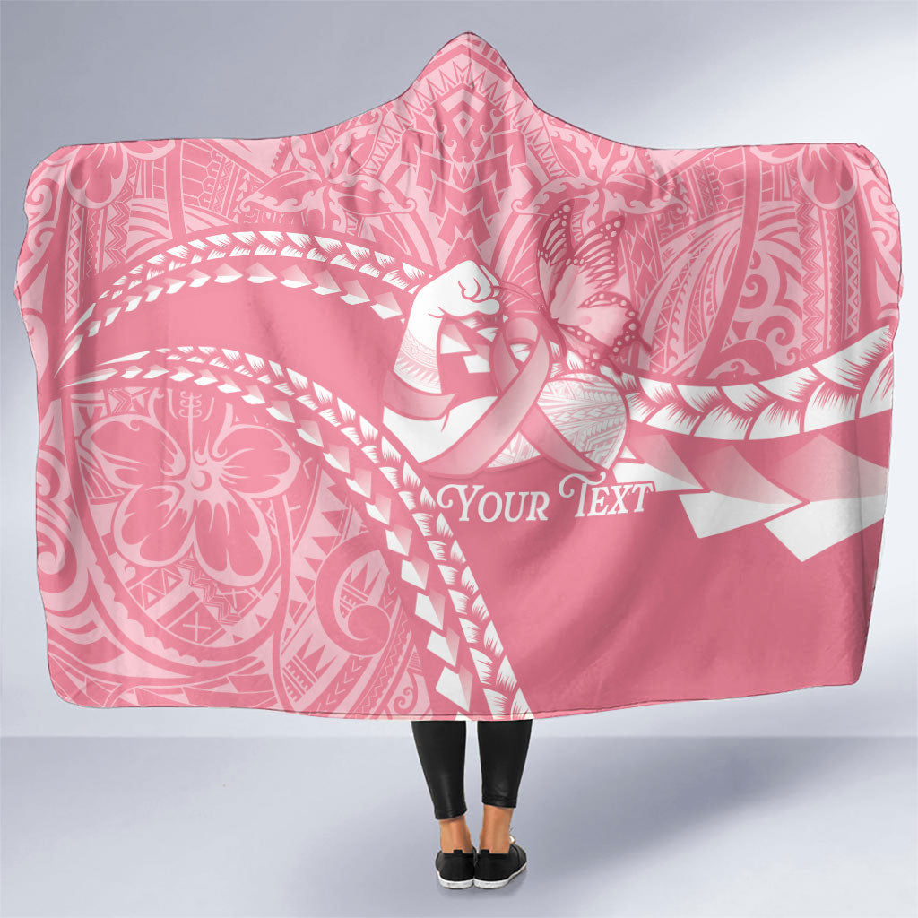 Personalised Polynesia Breast Cancer Awareness Hooded Blanket Brave Strong Butterfly Pink Ribbon LT14 One Size Pink - Polynesian Pride