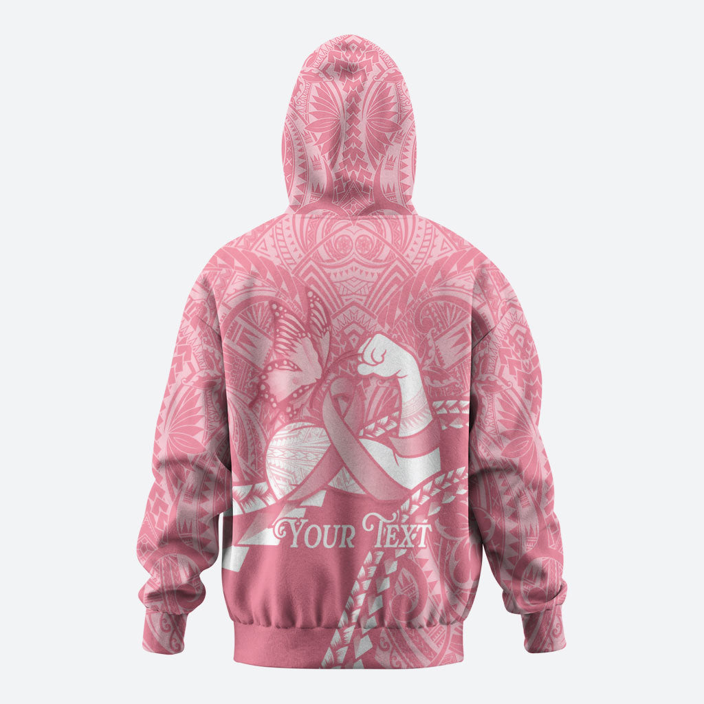 Personalised Polynesia Breast Cancer Awareness Hoodie Brave Strong Butterfly Pink Ribbon LT14 - Polynesian Pride