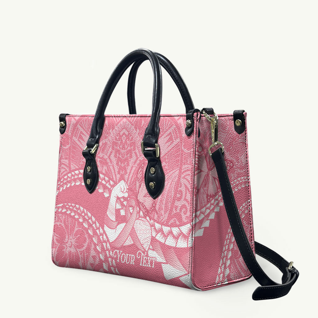 Personalised Polynesia Breast Cancer Awareness Leather Bag Brave Strong Butterfly Pink Ribbon LT14 Pink - Polynesian Pride