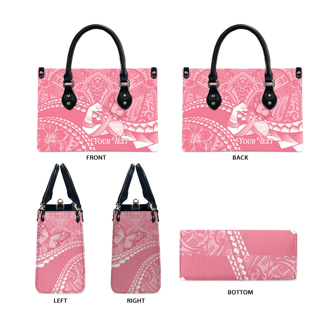 Personalised Polynesia Breast Cancer Awareness Leather Bag Brave Strong Butterfly Pink Ribbon LT14 - Polynesian Pride