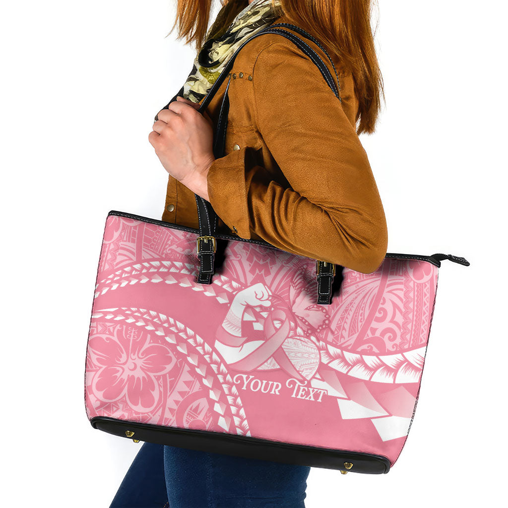Personalised Polynesia Breast Cancer Awareness Leather Tote Bag Brave Strong Butterfly Pink Ribbon LT14 Pink - Polynesian Pride