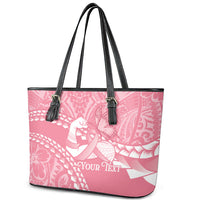 Personalised Polynesia Breast Cancer Awareness Leather Tote Bag Brave Strong Butterfly Pink Ribbon LT14 - Polynesian Pride