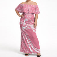 Personalised Polynesia Breast Cancer Awareness Off Shoulder Maxi Dress Brave Strong Butterfly Pink Ribbon LT14 Women Pink - Polynesian Pride