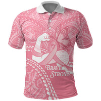 Personalised Polynesia Breast Cancer Awareness Polo Shirt Brave Strong Butterfly Pink Ribbon LT14 Pink - Polynesian Pride