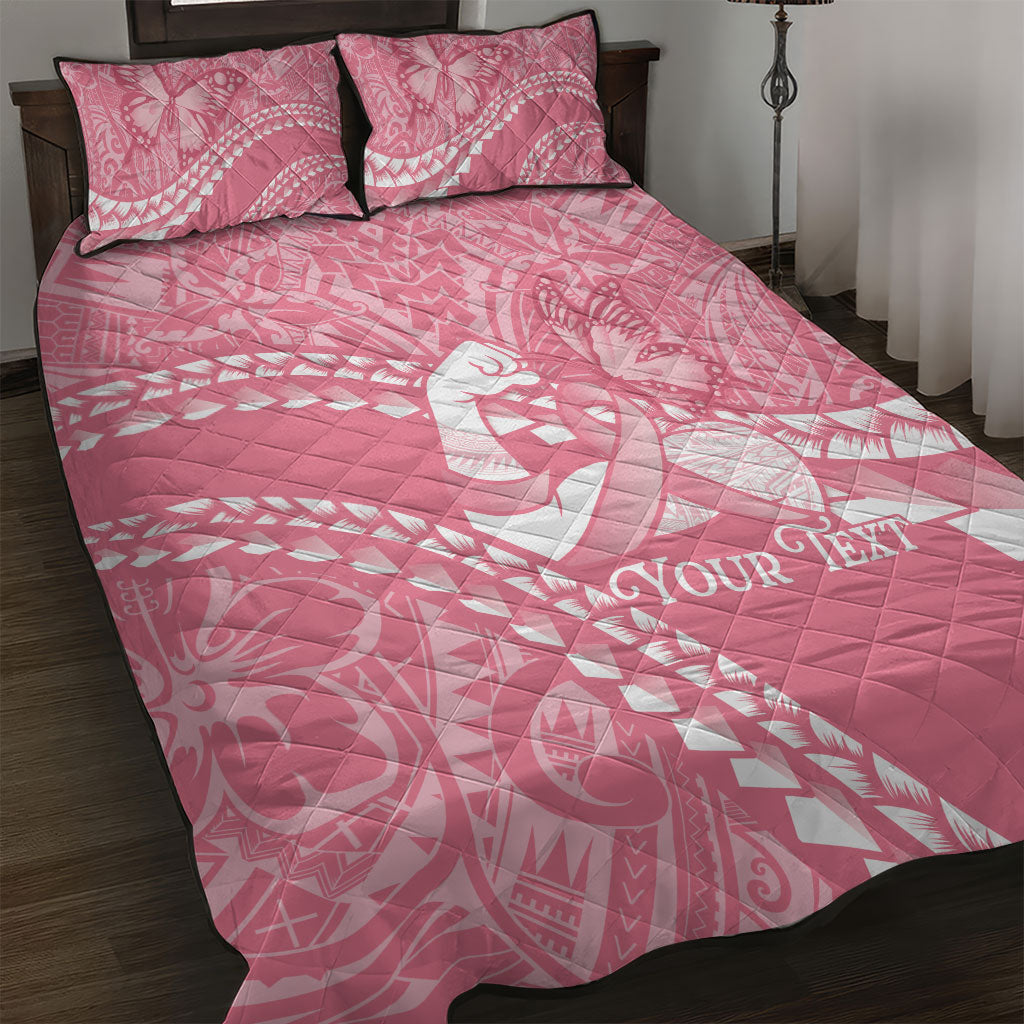 Personalised Polynesia Breast Cancer Awareness Quilt Bed Set Brave Strong Butterfly Pink Ribbon LT14 Pink - Polynesian Pride