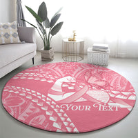 Personalised Polynesia Breast Cancer Awareness Round Carpet Brave Strong Butterfly Pink Ribbon LT14 - Polynesian Pride