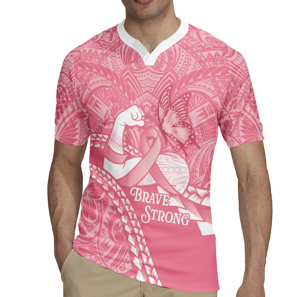 Personalised Polynesia Breast Cancer Awareness Rugby Jersey Brave Strong Butterfly Pink Ribbon LT14 - Polynesian Pride