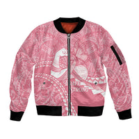 Personalised Polynesia Breast Cancer Awareness Sleeve Zip Bomber Jacket Brave Strong Butterfly Pink Ribbon LT14 Unisex Pink - Polynesian Pride