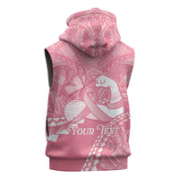 Personalised Polynesia Breast Cancer Awareness Sleeveless Hoodie Brave Strong Butterfly Pink Ribbon LT14 - Polynesian Pride