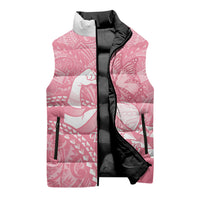 Personalised Polynesia Breast Cancer Awareness Sleeveless Puffer Jacket Brave Strong Butterfly Pink Ribbon LT14 - Polynesian Pride