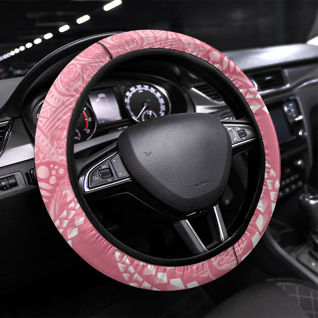 Polynesia Breast Cancer Awareness Steering Wheel Cover Brave Strong Butterfly Pink Ribbon LT14 Universal Fit Pink - Polynesian Pride