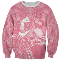 Personalised Polynesia Breast Cancer Awareness Sweatshirt Brave Strong Butterfly Pink Ribbon LT14 Unisex Pink - Polynesian Pride