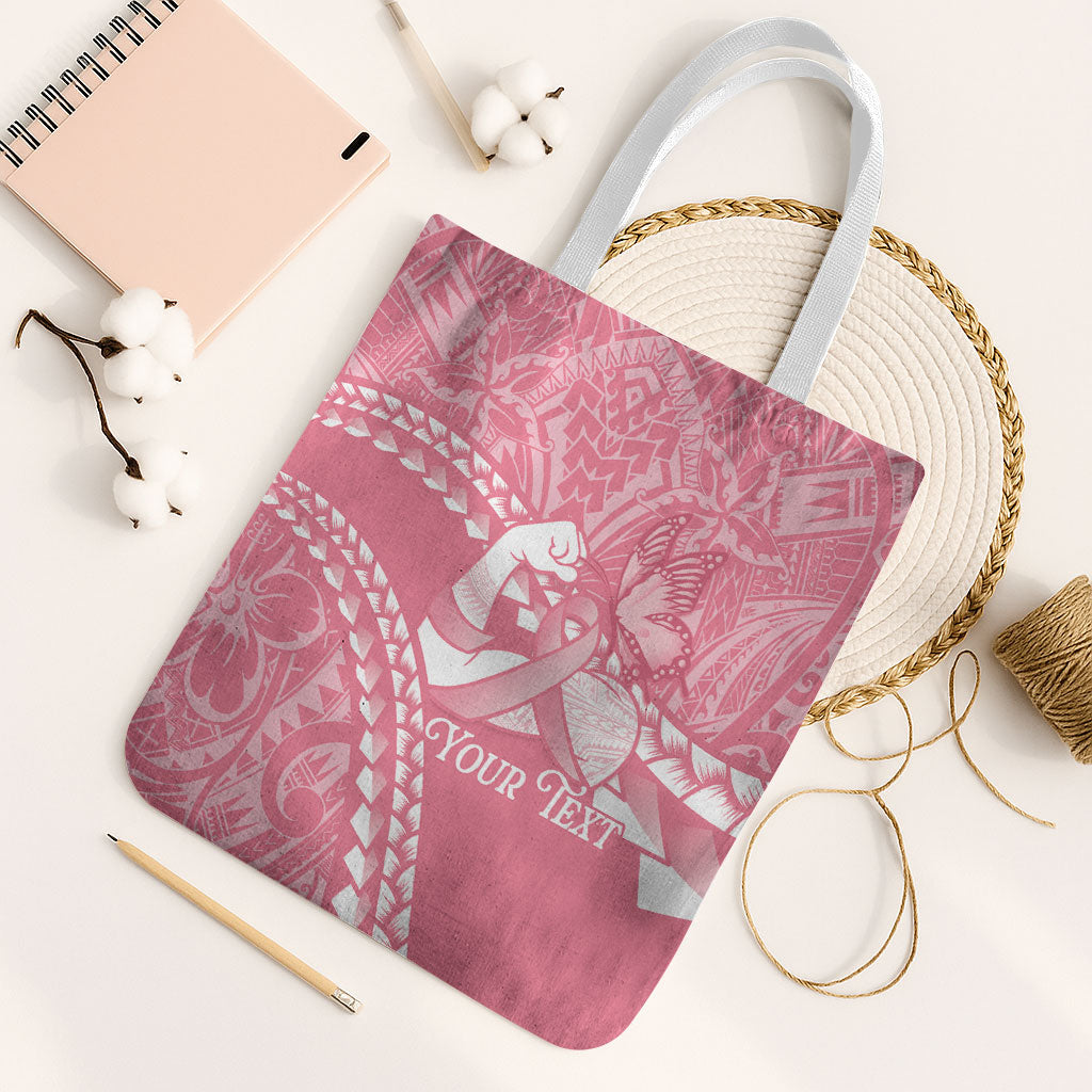 Personalised Polynesia Breast Cancer Awareness Tote Bag Brave Strong Butterfly Pink Ribbon LT14 White Strap One Size Pink - Polynesian Pride