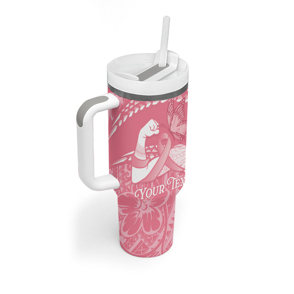 Personalised Polynesia Breast Cancer Awareness Tumbler With Handle Brave Strong Butterfly Pink Ribbon LT14 - Polynesian Pride