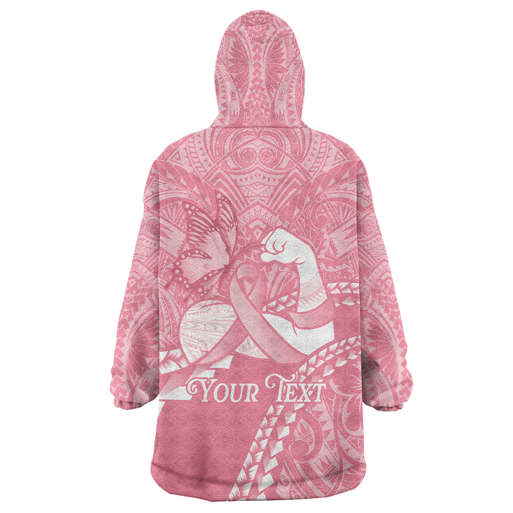 Personalised Polynesia Breast Cancer Awareness Wearable Blanket Hoodie Brave Strong Butterfly Pink Ribbon LT14 - Polynesian Pride