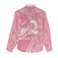 Personalised Polynesia Breast Cancer Awareness Women Casual Shirt Brave Strong Butterfly Pink Ribbon LT14 - Polynesian Pride
