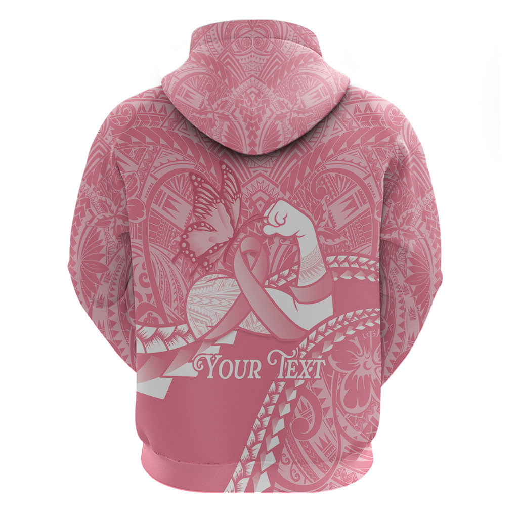 Personalised Polynesia Breast Cancer Awareness Zip Hoodie Brave Strong Butterfly Pink Ribbon LT14 - Polynesian Pride
