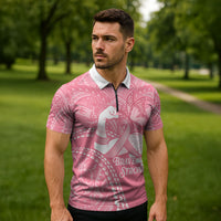 Personalised Polynesia Breast Cancer Awareness Zipper Polo Shirt Brave Strong Butterfly Pink Ribbon LT14 - Polynesian Pride