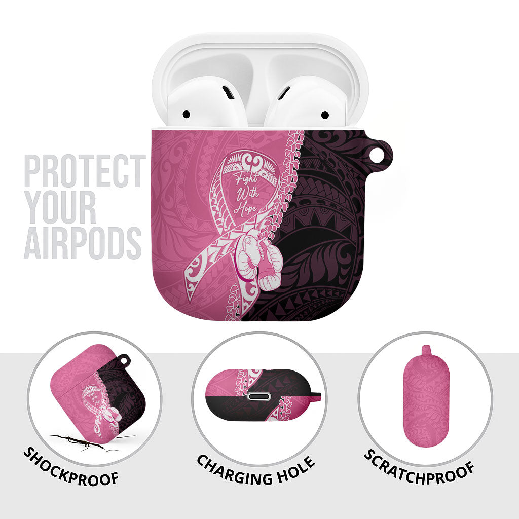 Polynesia Breast Cancer Awareness AirPods Case Fight With Hope Pink Ribbon Boxing Gloves LT14 - Polynesian Pride