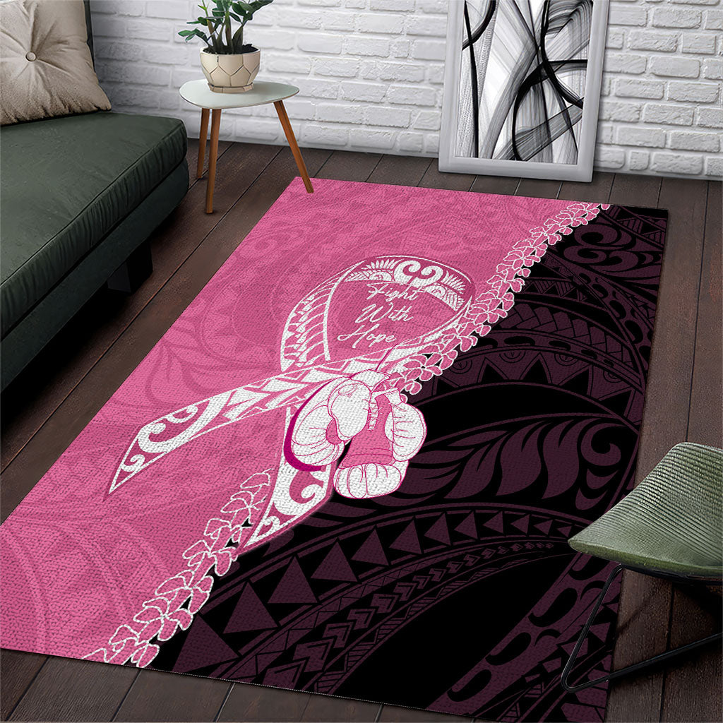 Polynesia Breast Cancer Awareness Area Rug Fight With Hope Pink Ribbon Boxing Gloves LT14 Pink - Polynesian Pride