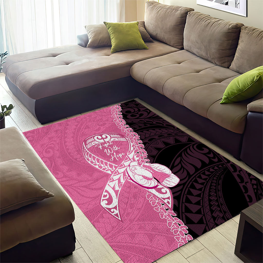 Polynesia Breast Cancer Awareness Area Rug Fight With Hope Pink Ribbon Boxing Gloves LT14 - Polynesian Pride