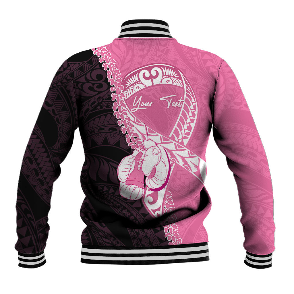 Personalised Polynesia Breast Cancer Awareness Baseball Jacket Fight With Hope Pink Ribbon Boxing Gloves LT14 - Polynesian Pride