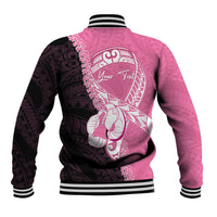Personalised Polynesia Breast Cancer Awareness Baseball Jacket Fight With Hope Pink Ribbon Boxing Gloves LT14 - Polynesian Pride