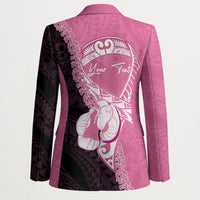 Personalised Polynesia Breast Cancer Awareness Blazer Fight With Hope Pink Ribbon Boxing Gloves LT14 - Polynesian Pride